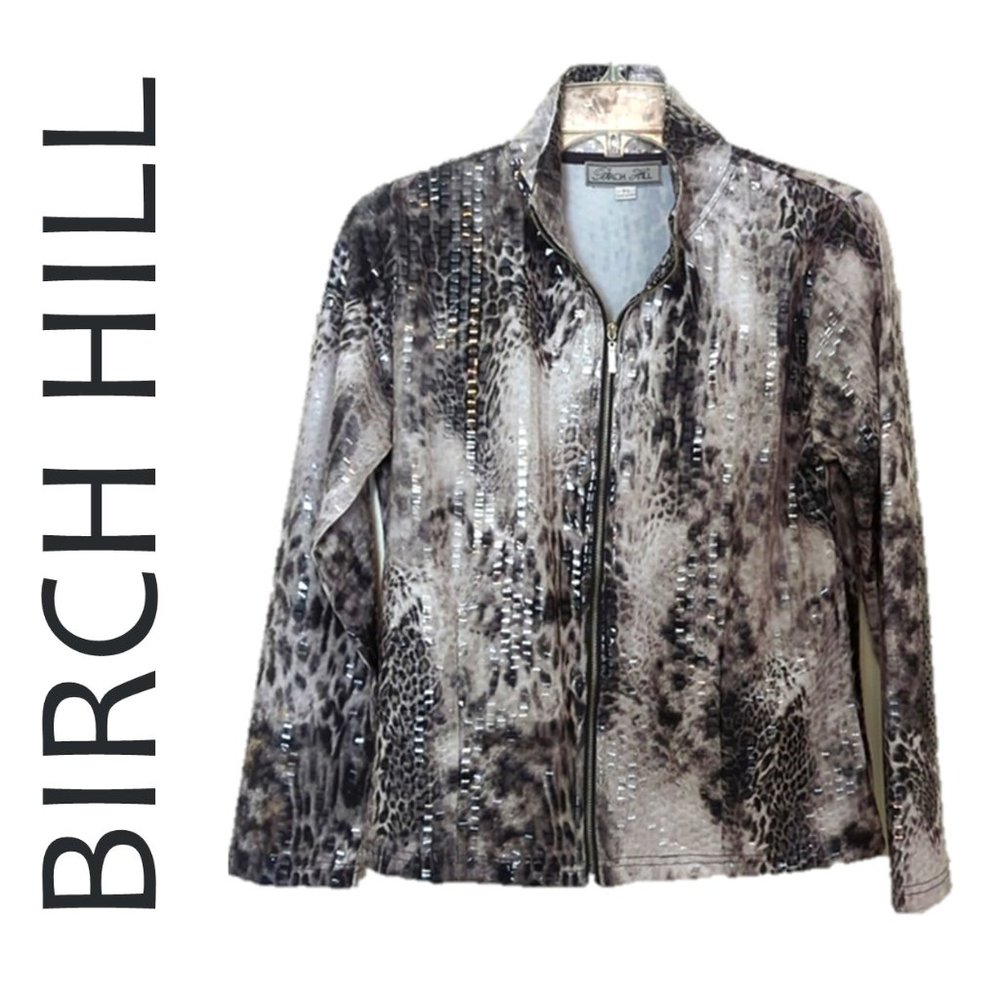 BIRCH HILL ANIMAL PRINT TEXTURED ZIP JACKET VINTAGE PS 🌸